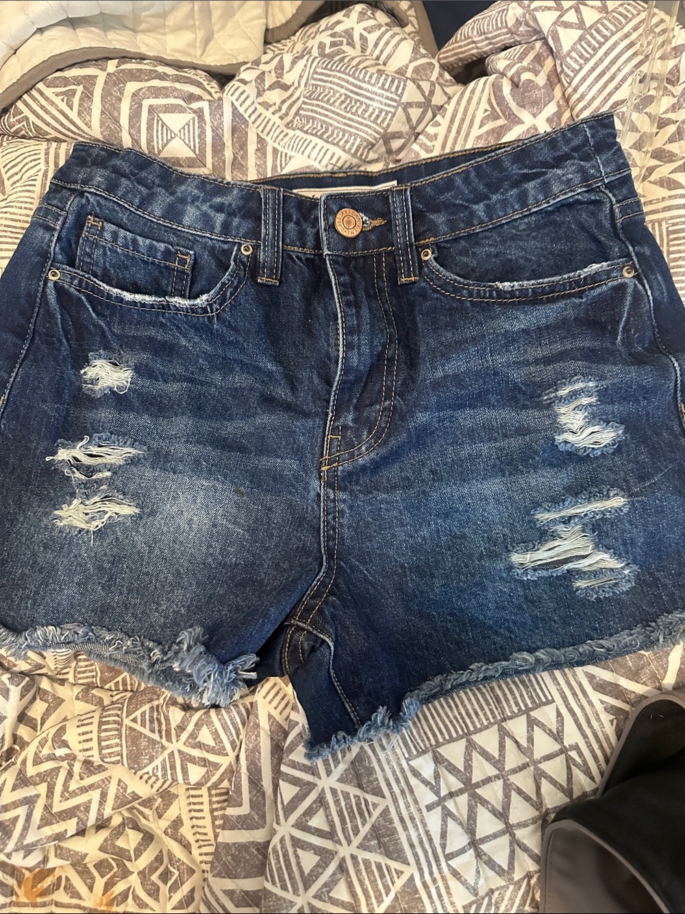 YMI Dark Blue Distressed Denim Jean Shorts